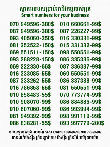 លេខពិសេសសម្រាប់អាជីវកម្ម