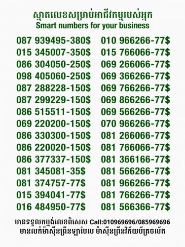 លេខពិសេសសម្រាប់អាជីវកម្ម