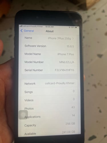 iPhone 7plus Zin all memory 256g ធំសានុំស្រុិន