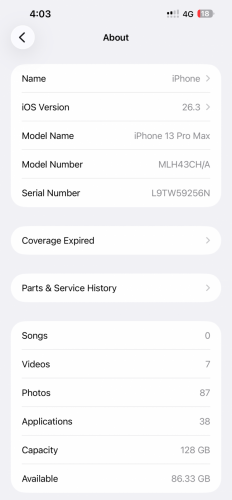 13 Pro Max តួស្អាត 97%​ មិនមានកំពិត​ 128gb