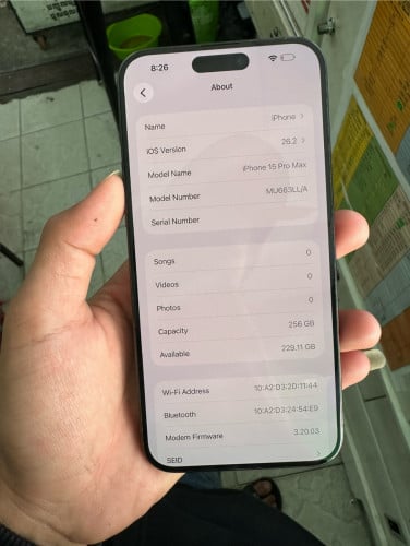 15Pro Max 256g LL ស្ទើរតួតិចៗ សំណំហ្ស៊ីន ថ្ម82%