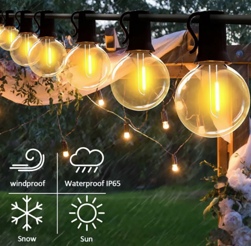 2026 Solar G40 LED Bulb String Lights with Remote 22 meters = 50 Bulbs + Remote