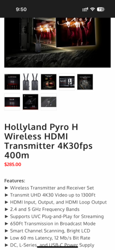 Hollyland Pyro H Wireless HDMI Transmitter 4K30fps 400m