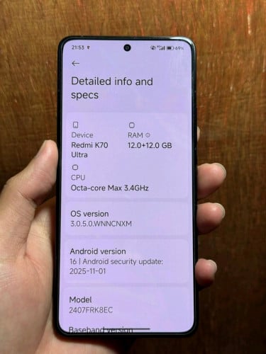 K70 ultra 99% ឬដូរ