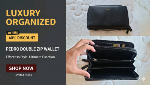 PEDRO DOUBLE ZIP WALLET 98%