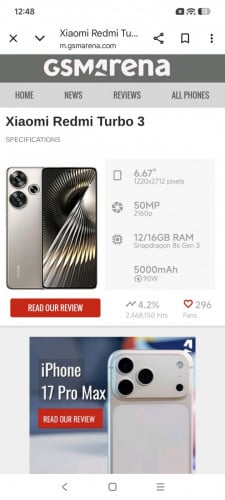 Redmi turbo 3 ពណ៌សរ 98%