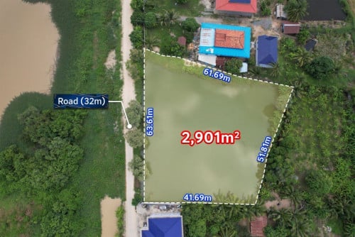 ដីជួល 2900m2 ជិតព្រលានថ្មី $300/ខែ