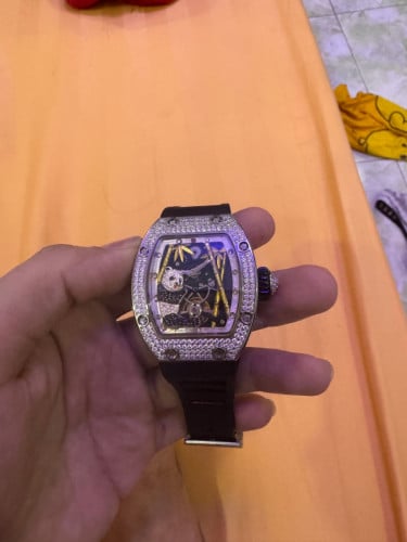 នាឡិកាRichard mill រូបpanda ដាំត្បូងសុះស្អាតខ្លាំងមុខតូចស្រីប្រុសពាក់បានដូចគ្នាខ្សែរទន់ស្រួលពាក់