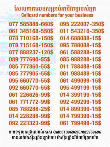 Cellcard លេខសម្រាប់អាជីវកម្ម