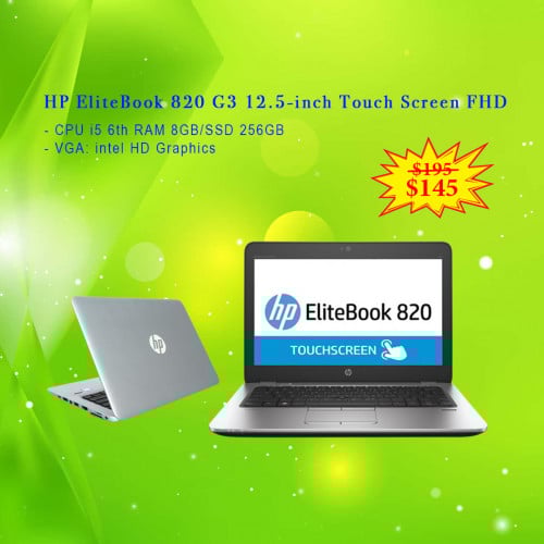 HP 820 G3 12.5-inch Touch Screen FHD i5 6th RAM 8GB/SSD 256GB
