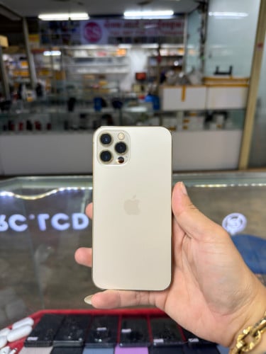 iPhone 12 Pro Gold J/A HD128GB Phone Condition 99% 🔋81% , ដូរអេក្រង់ពីក្រុមហ៊ុន , Bypas WiFi Only