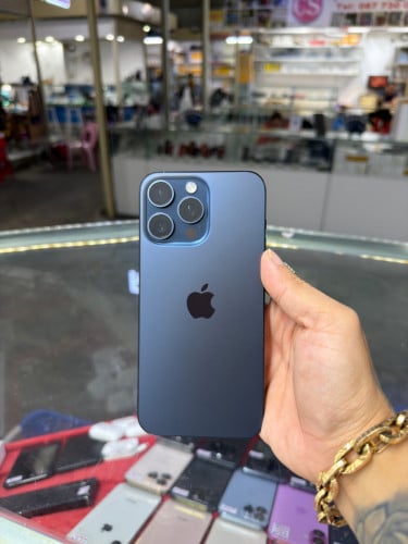 iPhone 15 Pro Max ZA/A Blue Sim2 HD256GB Phone Condition 98% 🔋90% , ម៉ាស៊ីនហ្សីន