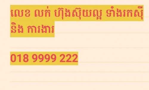 លេខលក់ ហ៊ុងស៊ុយល្អ សំណាង 018 9999 222