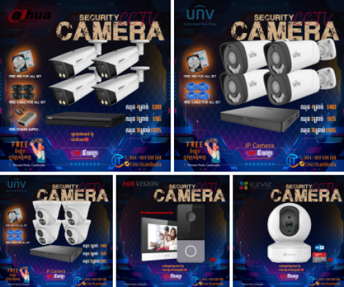 ដំឡើងកាំមេរ៉ាសុវត្ថិភាព​​ ជាច្រើនប្រភេទ គុណភាពល្អ 𝟏𝟎𝟎%