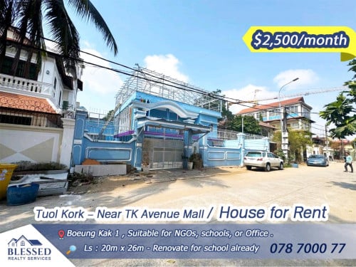 Tuol Kork – Near TK Avenue Mall 🏠 Villa for Rent 🏠