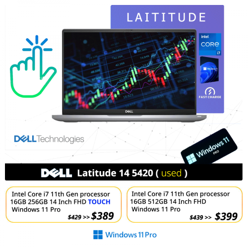 𝐃𝐞𝐥𝐥 𝐋𝐚𝐭𝐢𝐭𝐮𝐝𝐞 𝟏𝟒 𝟓𝟒𝟐𝟎 | i7 11th 16GB 512GB 14 inch FHD Windows 11 pro