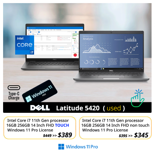💜 Dell Latitude 14 5420 (used)  | intel i7 16GB 14inch FHD , Windows 11 Pro