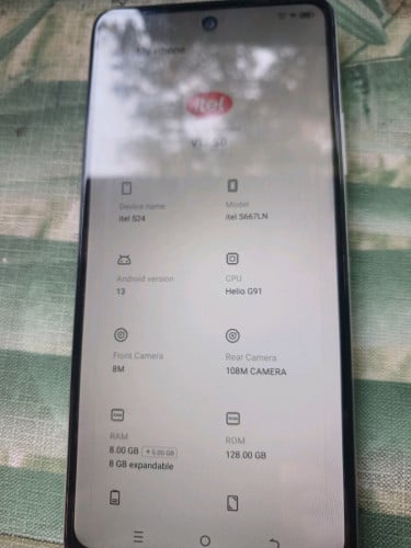 Itel s24 128g ram8 ស្អាត ថ្មកាន់ phone only
