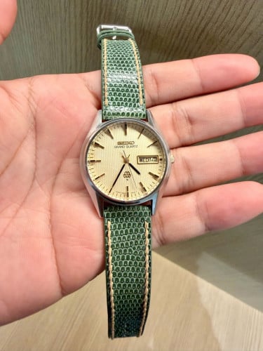 Original Ultra Rare Vintage SEIKO GRAND Quartz TWIN Quartz Premium Textured Dial Day-Date JDM 1978