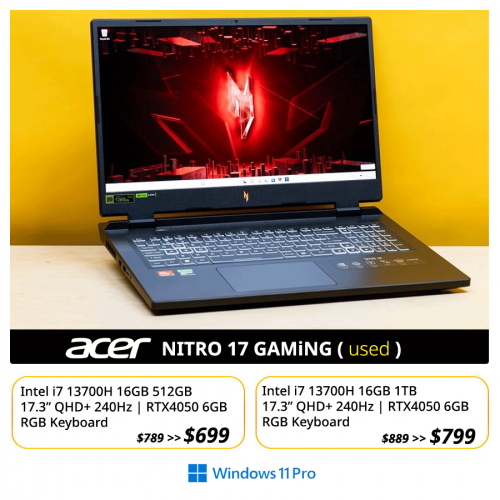 Acer Nitro 17 Gaming / RTX4050 | i7-13700H