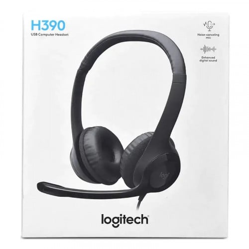 Logitech – H390 USB Computer Headset with Noise-cancelling mic - Black