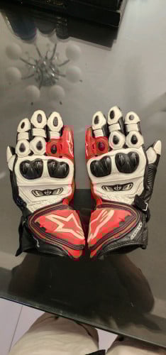 Alpinestars GP Tech V2 Leather Racing Gloves - Red/White/Black