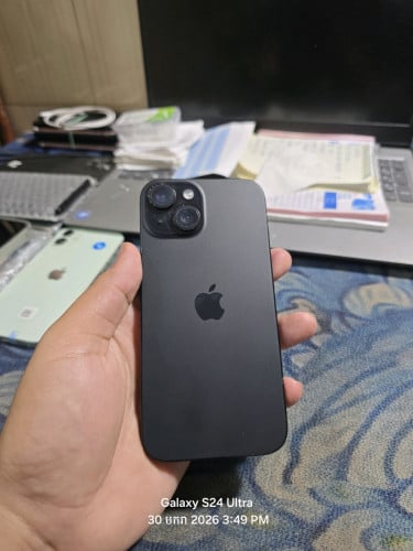 IPhone 15 128G ZA Sim2  សំណុំស៊ីន ដូតែថ្ម លក់385$