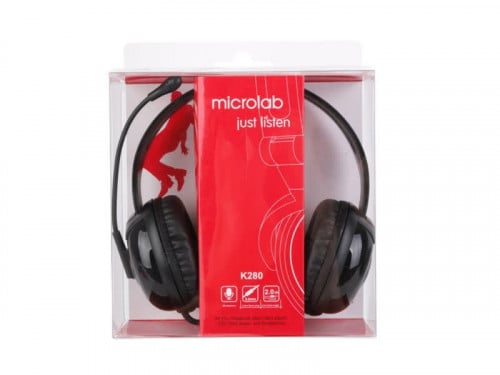 Microlab Just Listen Wired audio jack 3.5mm Headset with mic, K280 – Black