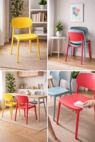 Plastic chair available in stock full color ( កៅអីជ័រស្វិត)