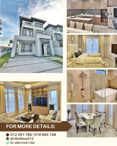 Queen Corner-Villa for RENT in Borey Chip Mong Land Mark 50m_Prey Sar_Street 50m