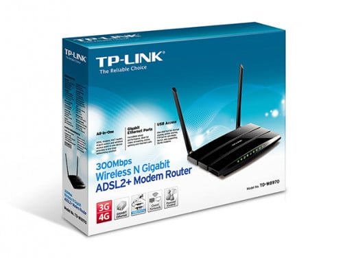 Tp-Link – 300Mbps Wireless N Gigabit ADSL2 + Modem Router, TD-W8970