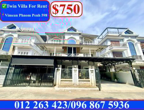 ✅Twin Villa For Rent in Borey Vimean Phnom Penh 598 near Aeon2