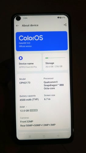 Oppo find x3pro លក់អត់ប្រើ ខ្នងថ្មីស្គេនមុខប្រើអេម