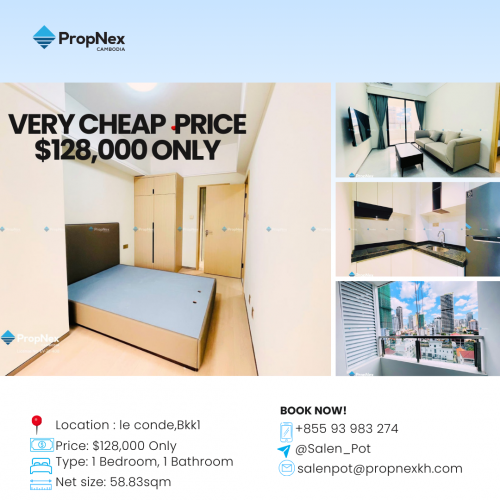 Very Cheap Condo for Sale at Le Conde, Prime Location in BKK1, Phnom Penh.