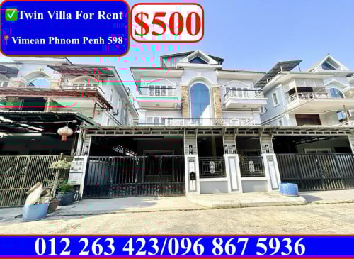 ✅Twin Villa For Rent in Borey Vimean Phnom Penh 598 near Aeon2
