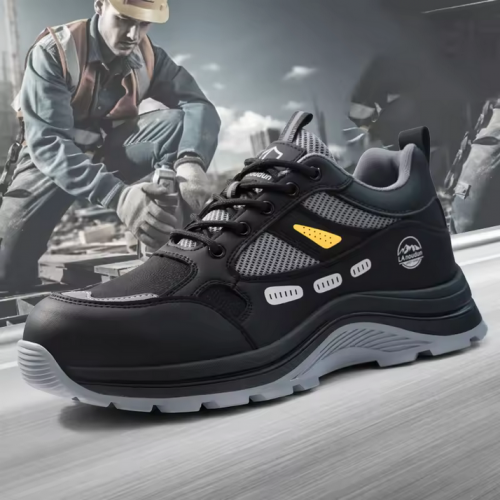 ស្បែកជើងសុវត្ថិភាពក្បាលដែកបាតដែក / Guyisa Safety Shoe With Metal Cap and Metal Sole