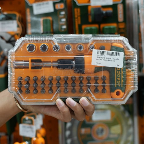 សំណុំទួណឺវីស T-Handle JADEVER 45 ដុំ (T-Handle Wrench Screwdriver Set) (JDSS8B45)