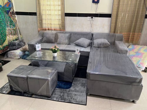 🛋️ Modern L-Shape Sofa Set in Elegant Grey ✨