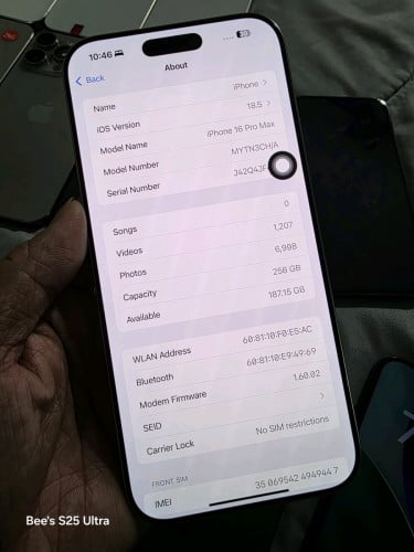 16 Pro Max 256g CH ស៊ីមពីរ