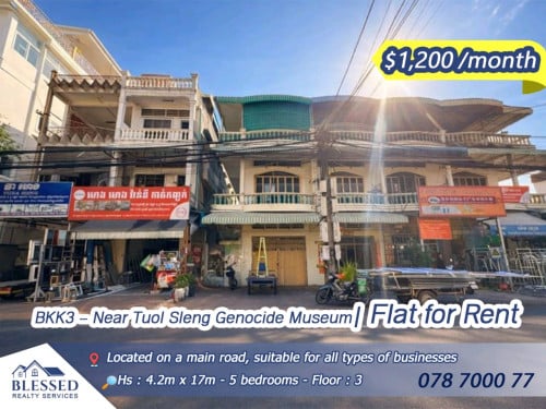 BKK3 – Near Tuol Sleng Genocide Museum 🏠​ Flat for Rent 🏠​