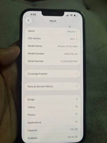 iPhone 13 Pro Max (មិនមានបញ្ហាអ្វីទាំងអស់ស្ទើរតែថ្មមួយទេ) អេក្រង់ស៊ីនមានស្កេន