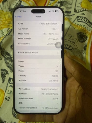 លក់16 pro max ZA​ ស្កែនsim2 ​ 256g pass sim&wifiជាំអេក្រង់