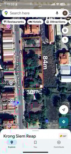 ដីលក់ ចុះពីផ្លូវជាតិលេខ6 30ម៉ែត្រ កុ្នងបុរីសៀងណាំ សៀមរាប