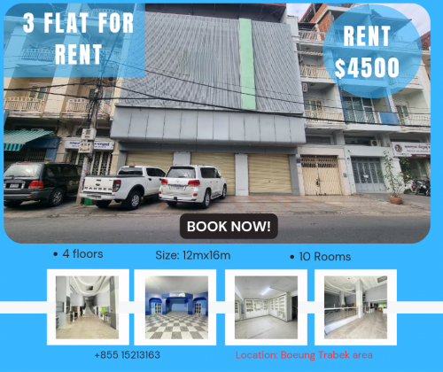 3 Flat for rent in Boeng Trabek