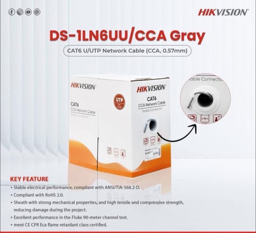 Cable Network Cat6 Brand Hikvision អីវ៉ាន់មាននៅក្នុងស្តុក បងៗ មានការធានា1ឆ្នាំពេញ📩