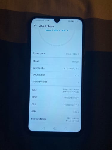 Honor 10 lite- 4+64GB