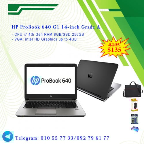 HP 640 G1 Core i7 4th RAM 8GB SSD 256GB VGA intel HD