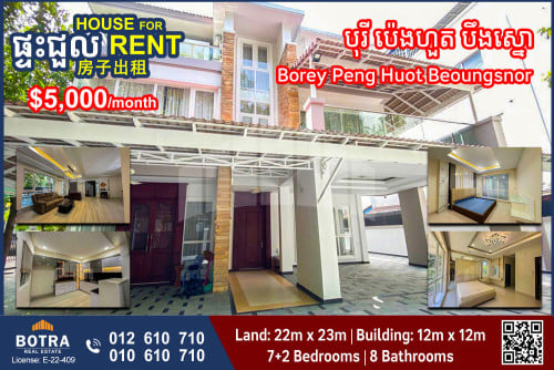 Queen Villa for Rent Borey Peng Huot Beoungsnor