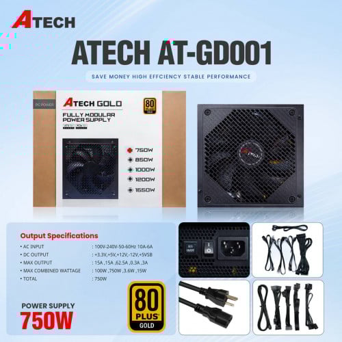 ✈️Power Supply Brand ATECH ទើបចូលស្តុកថ្មី 750W 850W 1200W