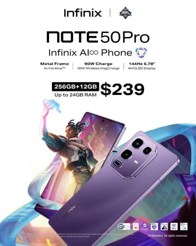 Infinix Note 50 Pro (12GB+12GB/256GB) ថ្មីធានា1ឆ្នាំ